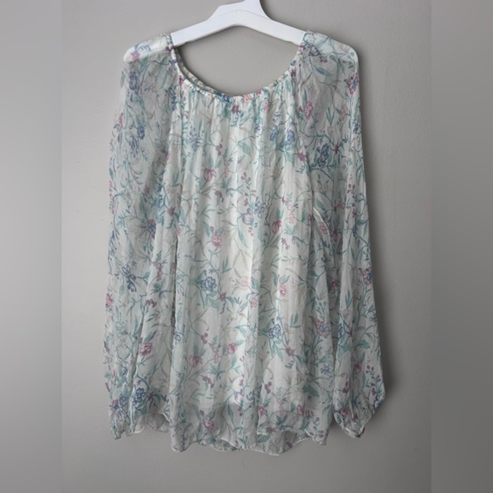 Chiffon Floral Blouse in Pastel Hues‎